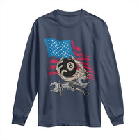 Mechanic Engineer Long Sleeve Shirt Mechanic Auto Car Repair American Flag Vintage Graphic