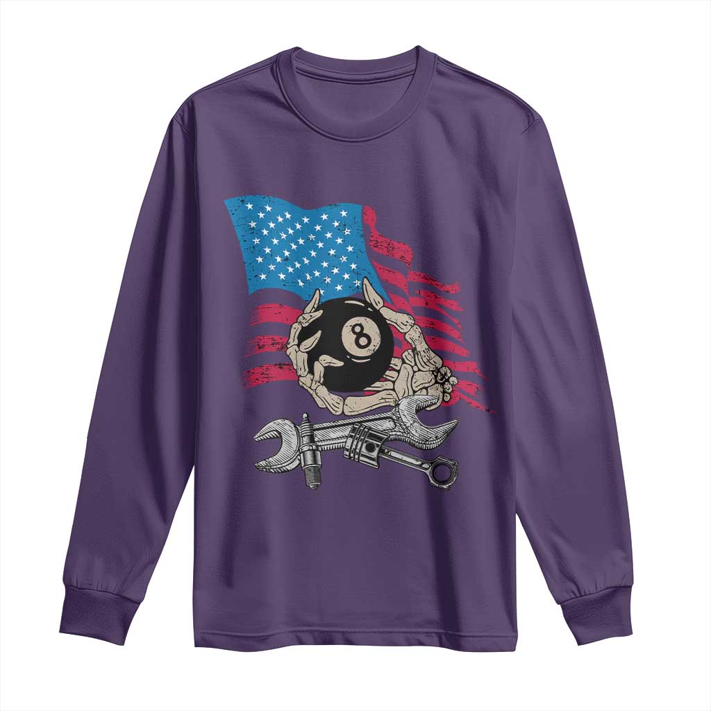 Mechanic Engineer Long Sleeve Shirt Mechanic Auto Car Repair American Flag Vintage Graphic