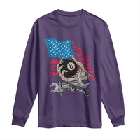 Mechanic Engineer Long Sleeve Shirt Mechanic Auto Car Repair American Flag Vintage Graphic