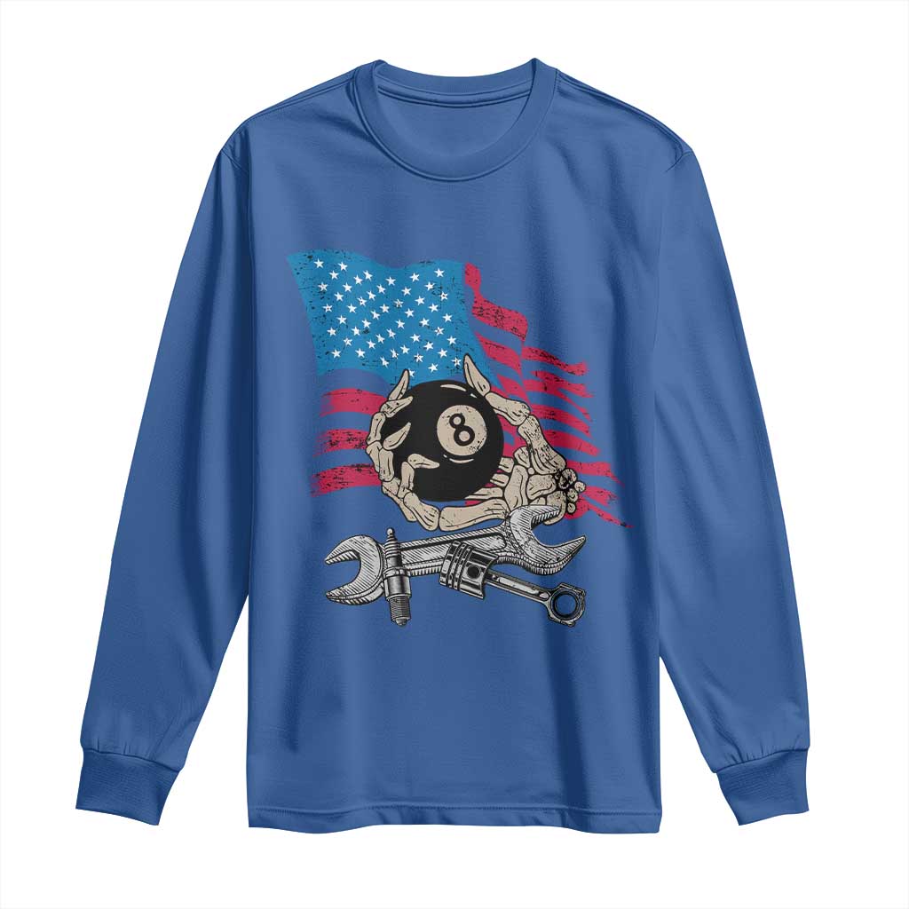 Mechanic Engineer Long Sleeve Shirt Mechanic Auto Car Repair American Flag Vintage Graphic