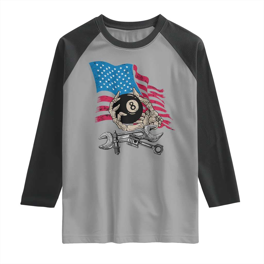 Mechanic Engineer Raglan Shirt Mechanic Auto Car Repair American Flag Vintage Graphic