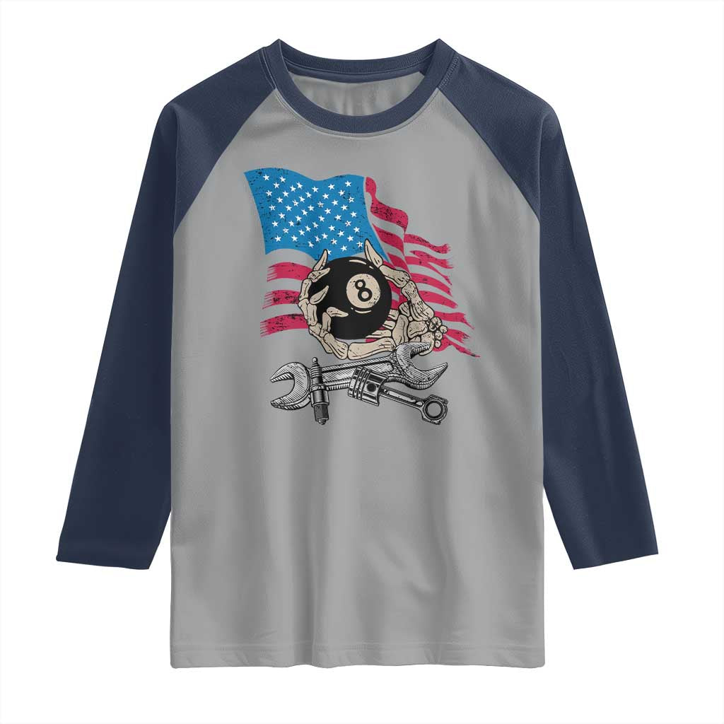 Mechanic Engineer Raglan Shirt Mechanic Auto Car Repair American Flag Vintage Graphic
