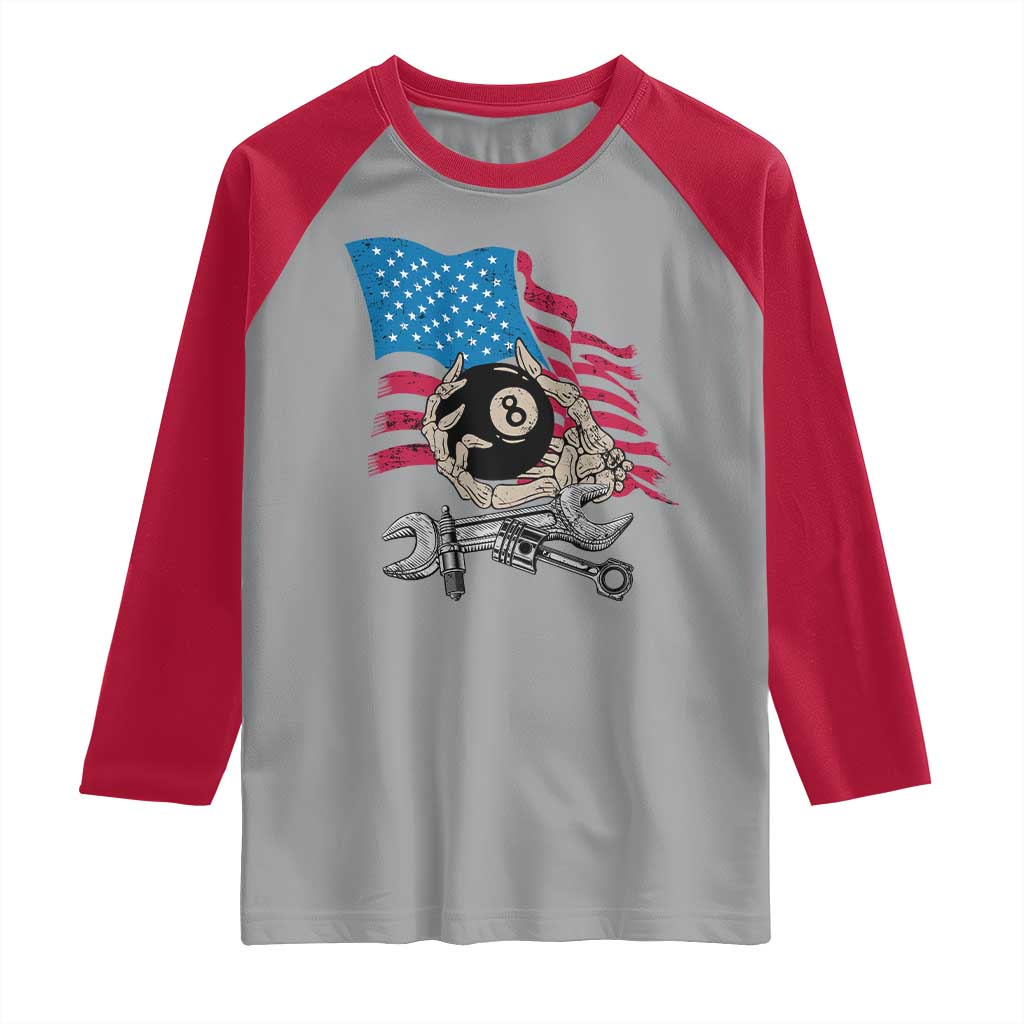 Mechanic Engineer Raglan Shirt Mechanic Auto Car Repair American Flag Vintage Graphic