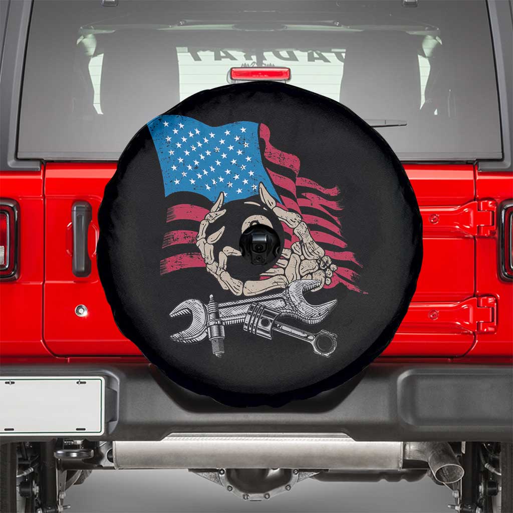 Mechanic Engineer Spare Tire Cover Mechanic Auto Car Repair American Flag Vintage Graphic