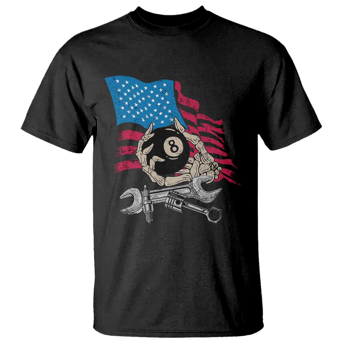 Mechanic Engineer T Shirt Mechanic Auto Car Repair American Flag Vintage Graphic - Wonder Print Shop