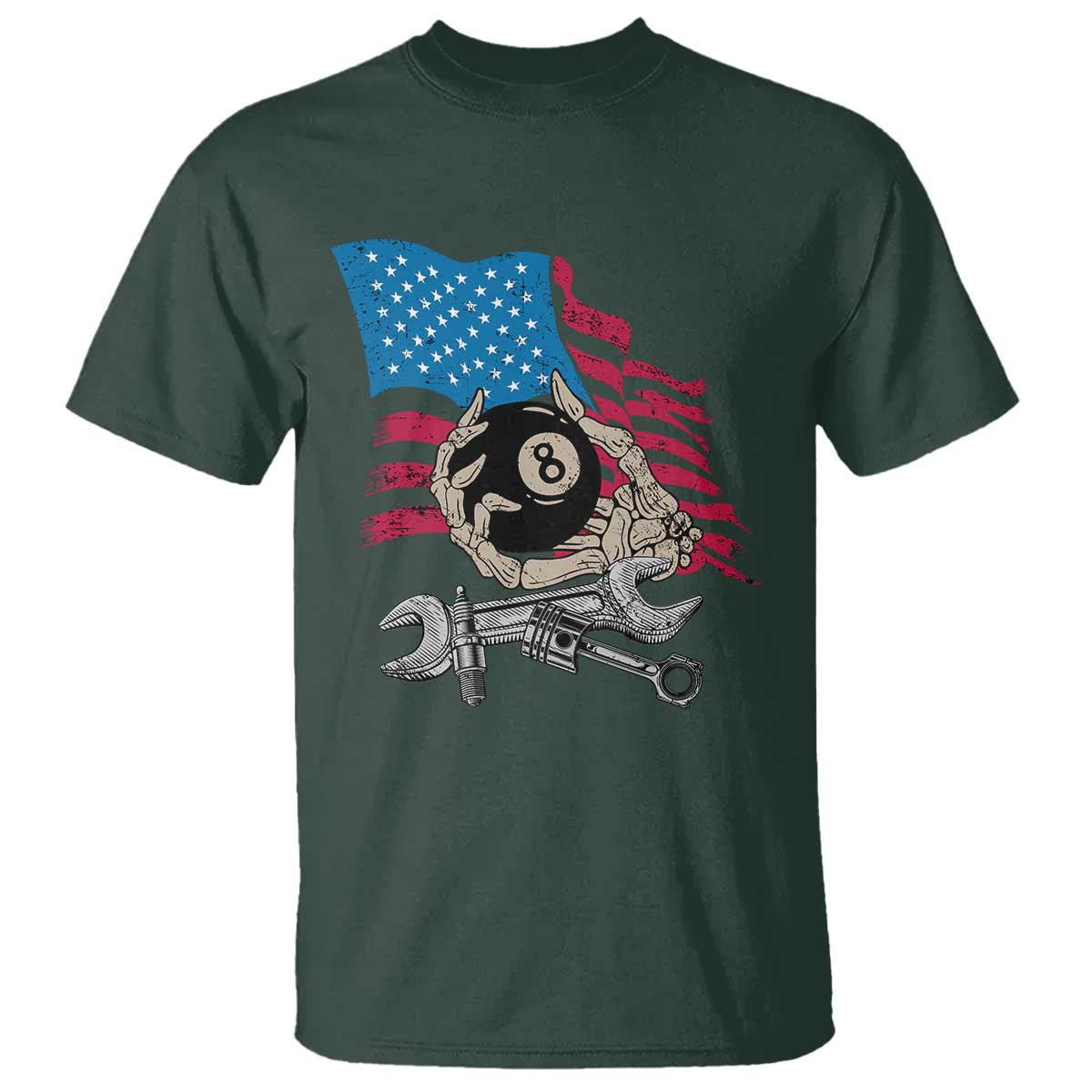 Mechanic Engineer T Shirt Mechanic Auto Car Repair American Flag Vintage Graphic - Wonder Print Shop