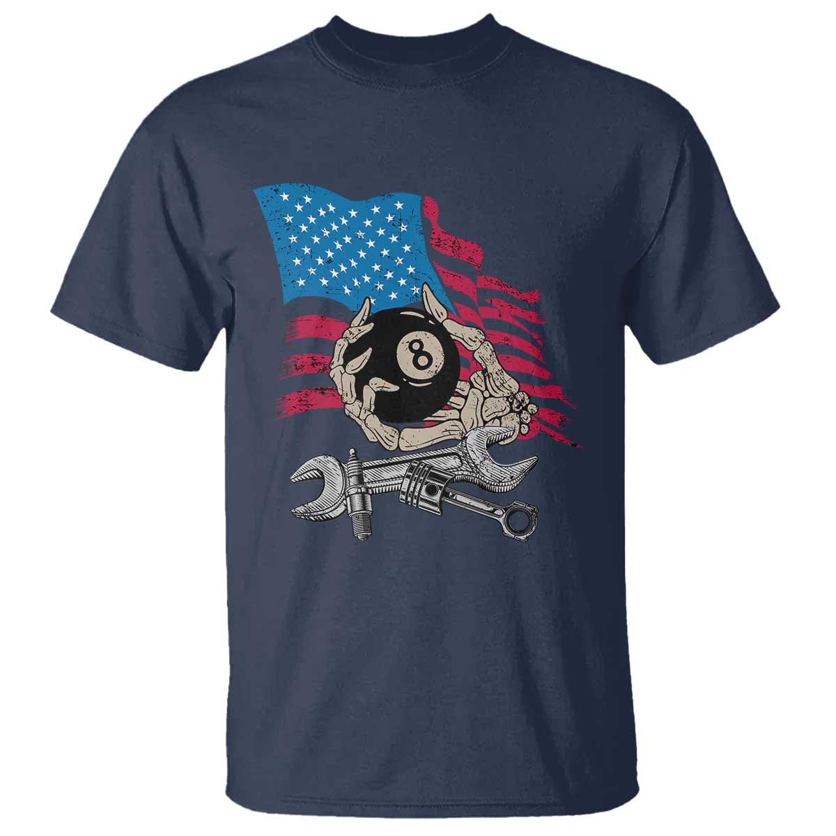 Mechanic Engineer T Shirt Mechanic Auto Car Repair American Flag Vintage Graphic - Wonder Print Shop