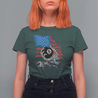 Mechanic Engineer T Shirt For Women Mechanic Auto Car Repair American Flag Vintage Graphic - Wonder Print Shop