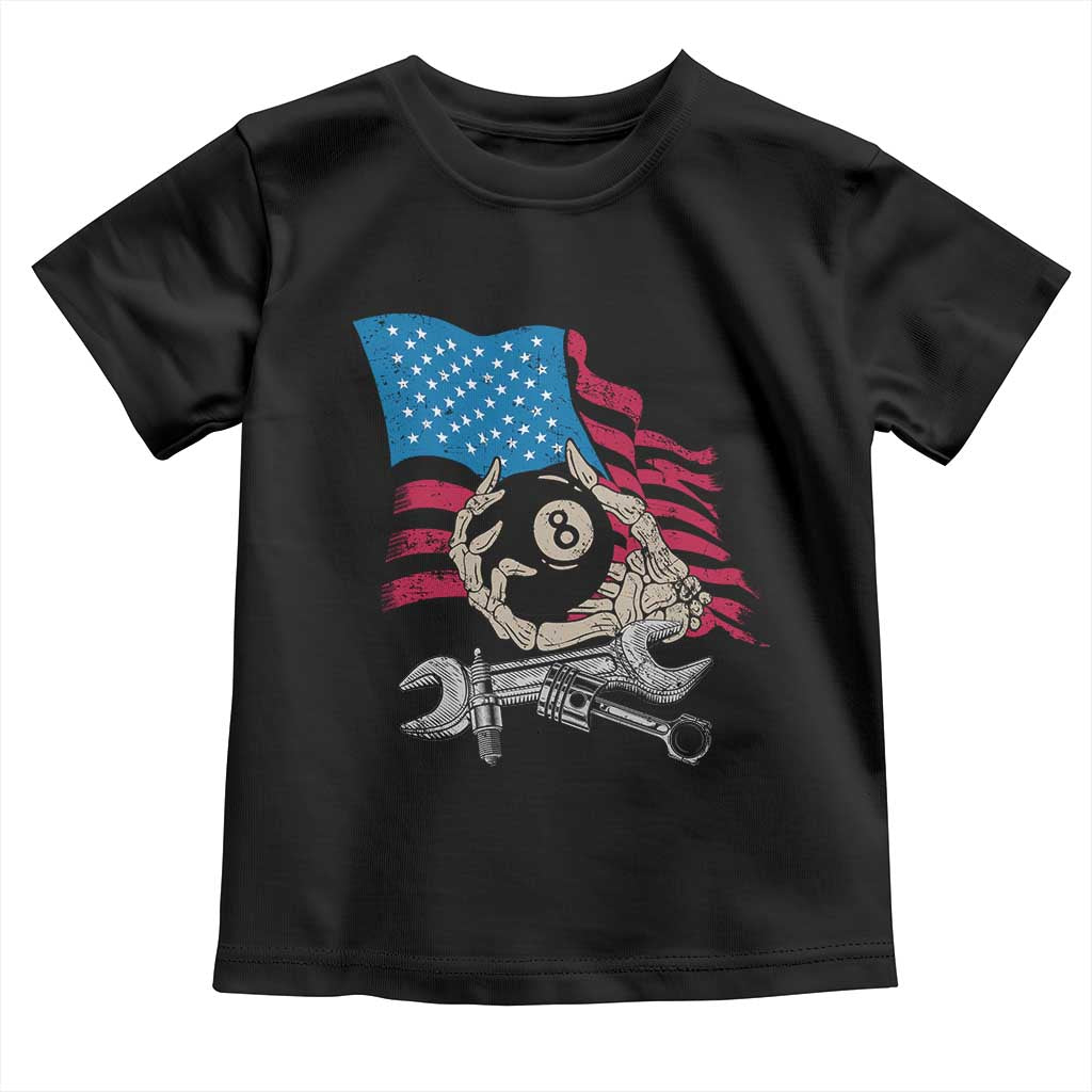 Mechanic Engineer Toddler T Shirt Mechanic Auto Car Repair American Flag Vintage Graphic