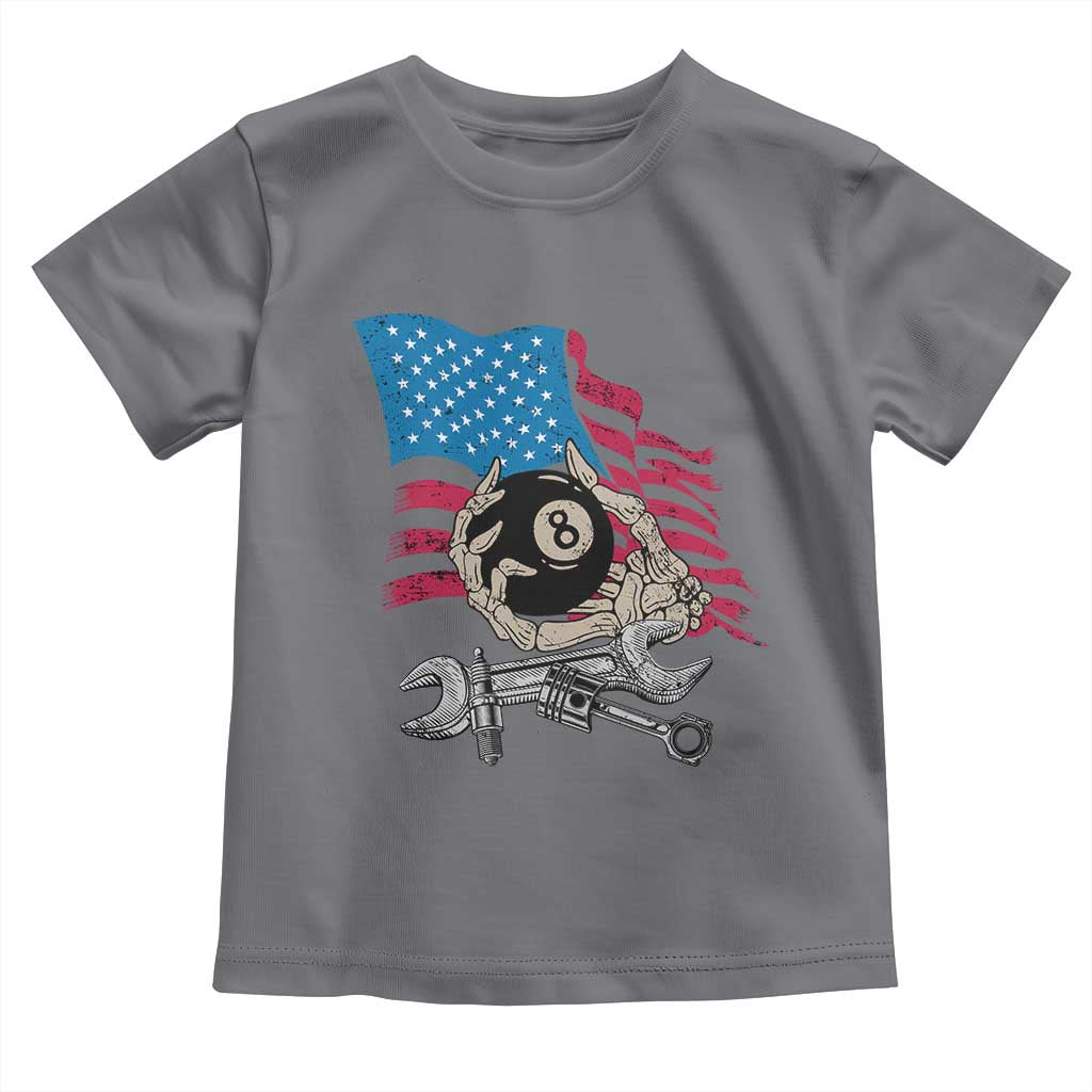 Mechanic Engineer Toddler T Shirt Mechanic Auto Car Repair American Flag Vintage Graphic