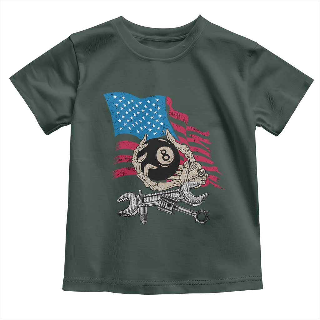 Mechanic Engineer Toddler T Shirt Mechanic Auto Car Repair American Flag Vintage Graphic