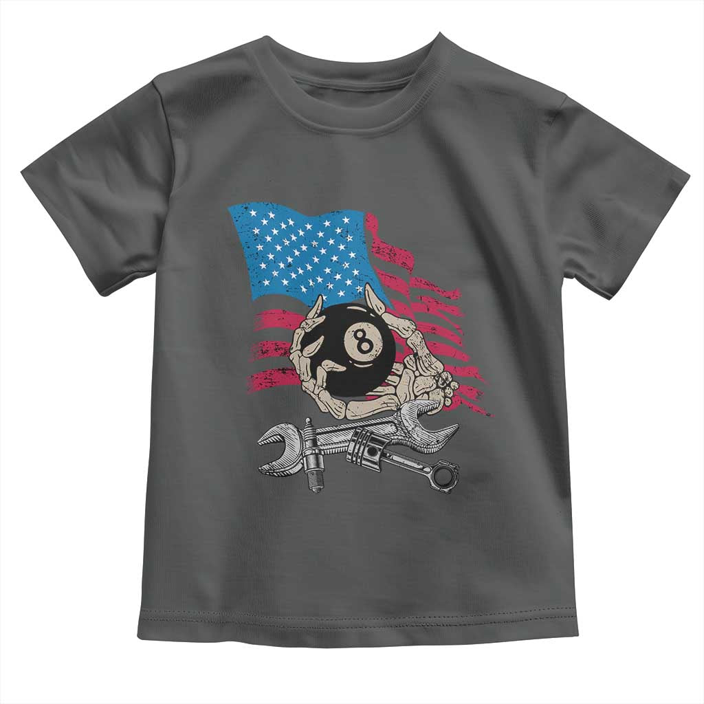 Mechanic Engineer Toddler T Shirt Mechanic Auto Car Repair American Flag Vintage Graphic