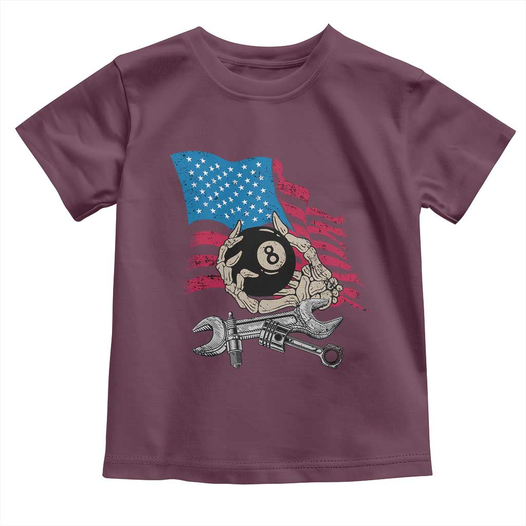 Mechanic Engineer Toddler T Shirt Mechanic Auto Car Repair American Flag Vintage Graphic