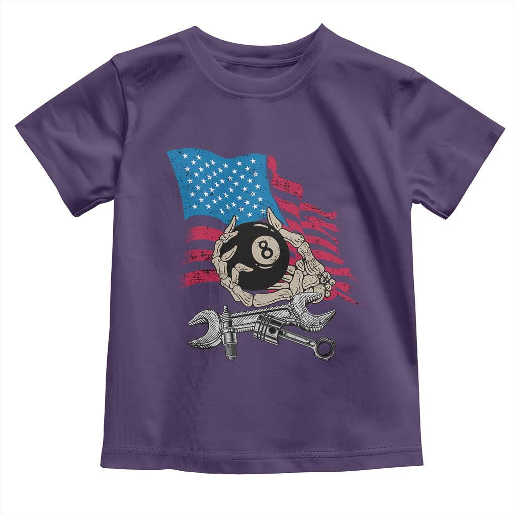 Mechanic Engineer Toddler T Shirt Mechanic Auto Car Repair American Flag Vintage Graphic