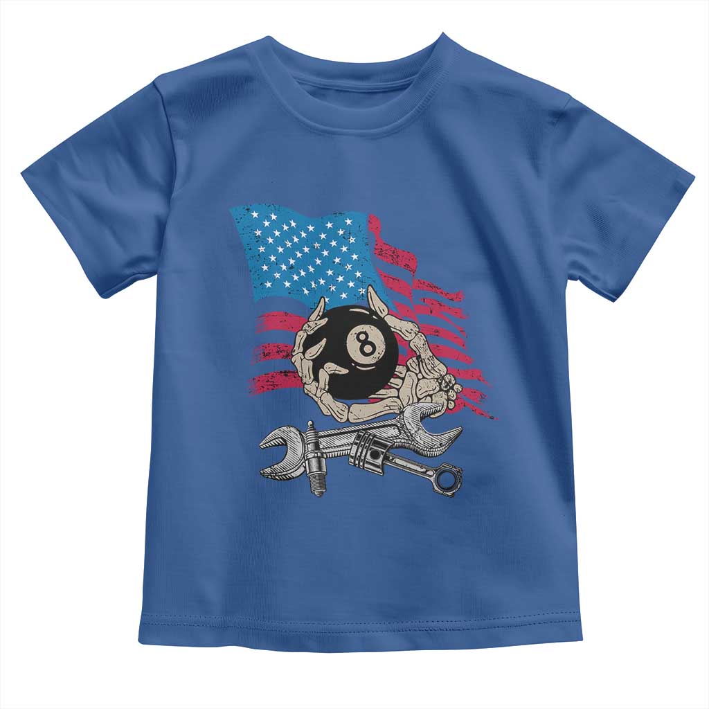 Mechanic Engineer Toddler T Shirt Mechanic Auto Car Repair American Flag Vintage Graphic