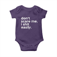 Funny Sarcastic Quote Baby Onesie Don't Scare Me I Shit Easily Retro Minimalism