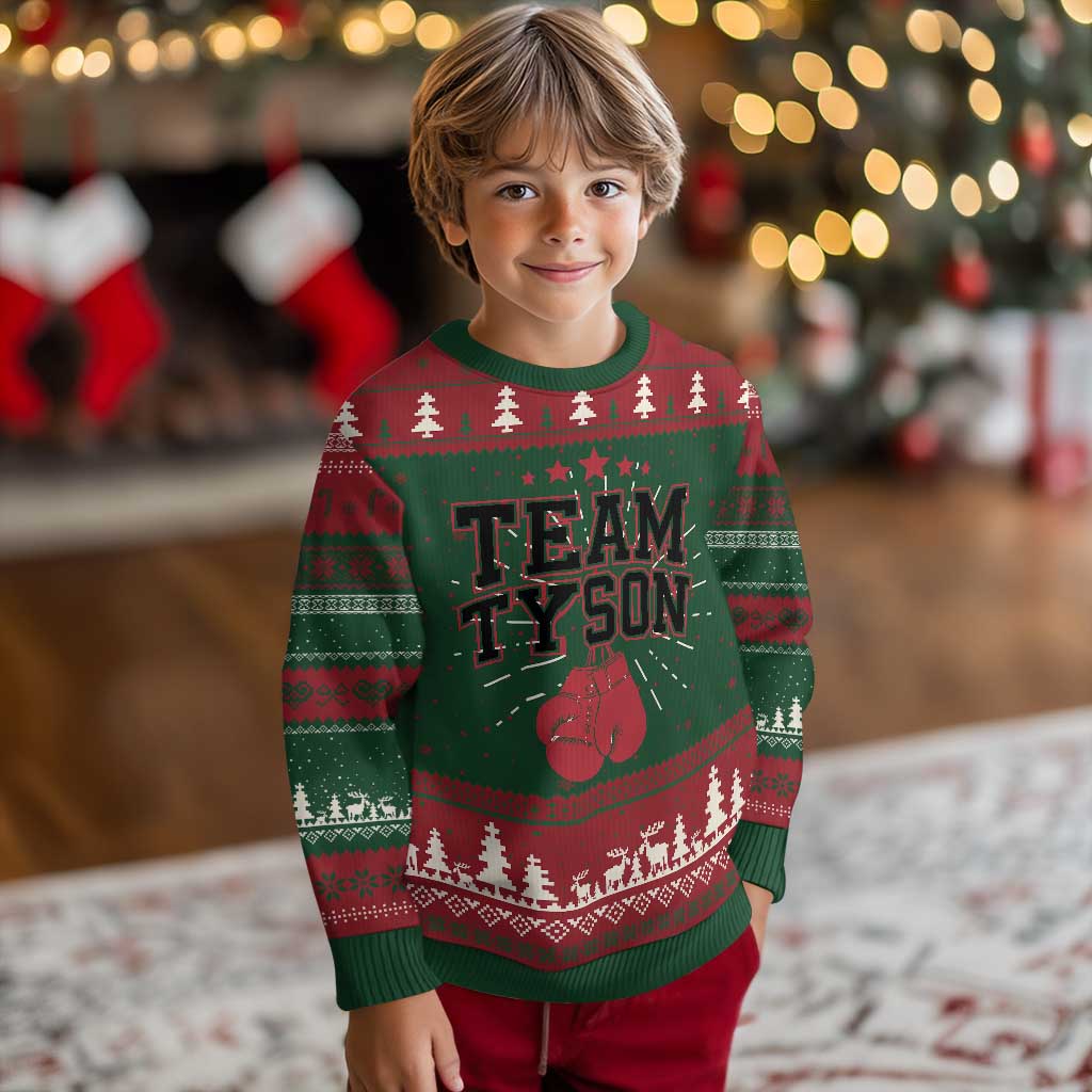 Team Tyson Ugly Christmas Sweater Family Personalized Name Retro Red - Wonder Print Shop