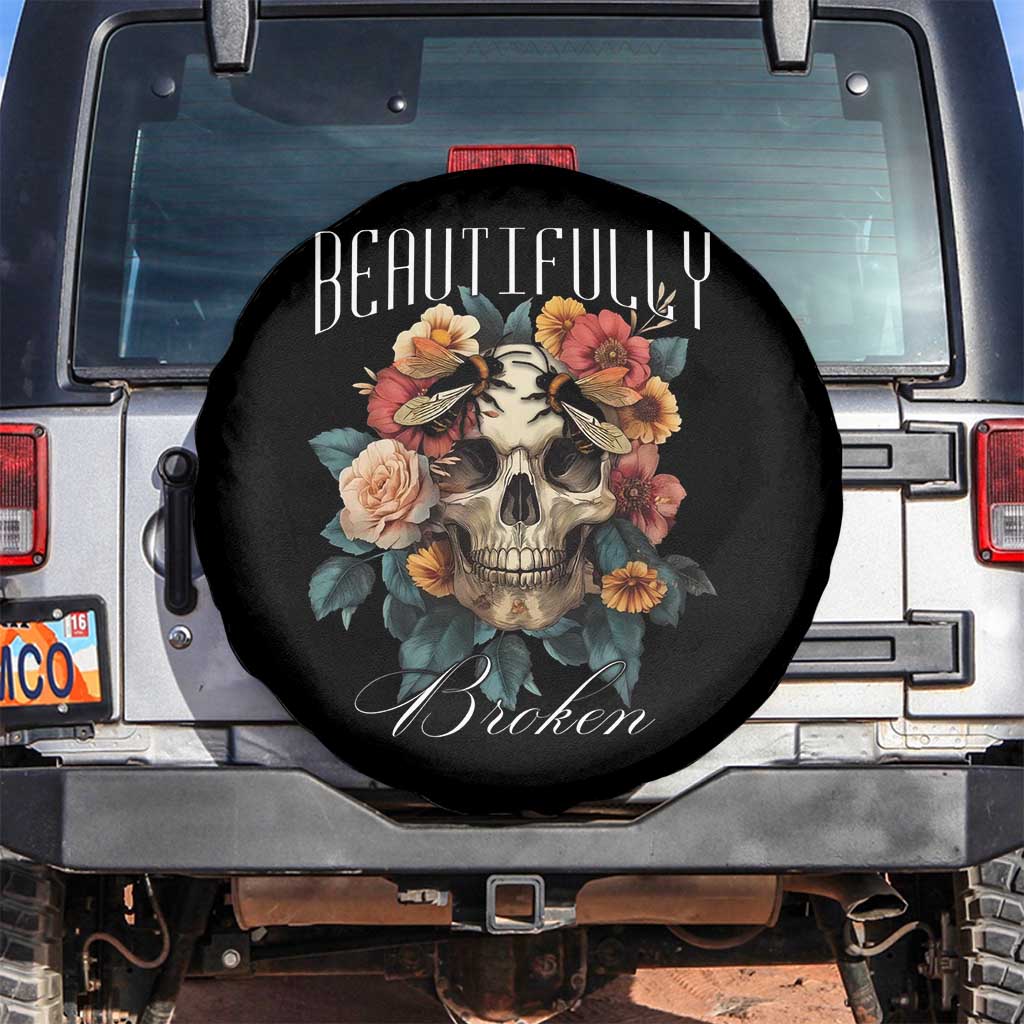 Botanical Skull Spare Tire Cover Beautifully Broken Cottagecore