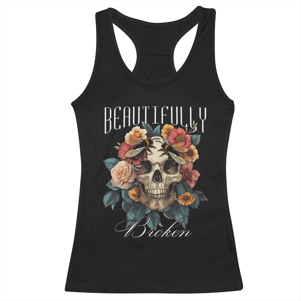 Botanical Skull Racerback Tank Top Beautifully Broken Cottagecore