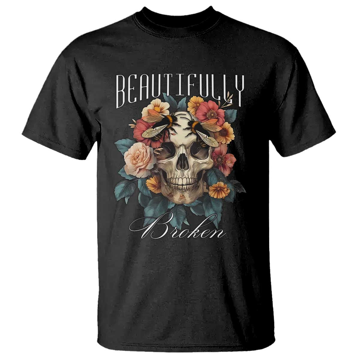 Botanical Skull T Shirt Beautifully Broken Cottagecore