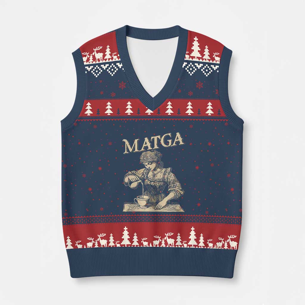 MATGA Make Aqua Tofana Great Again V-Neck Knit Sweater Vest Funny Feminist Retro Vintage - Wonder Print Shop