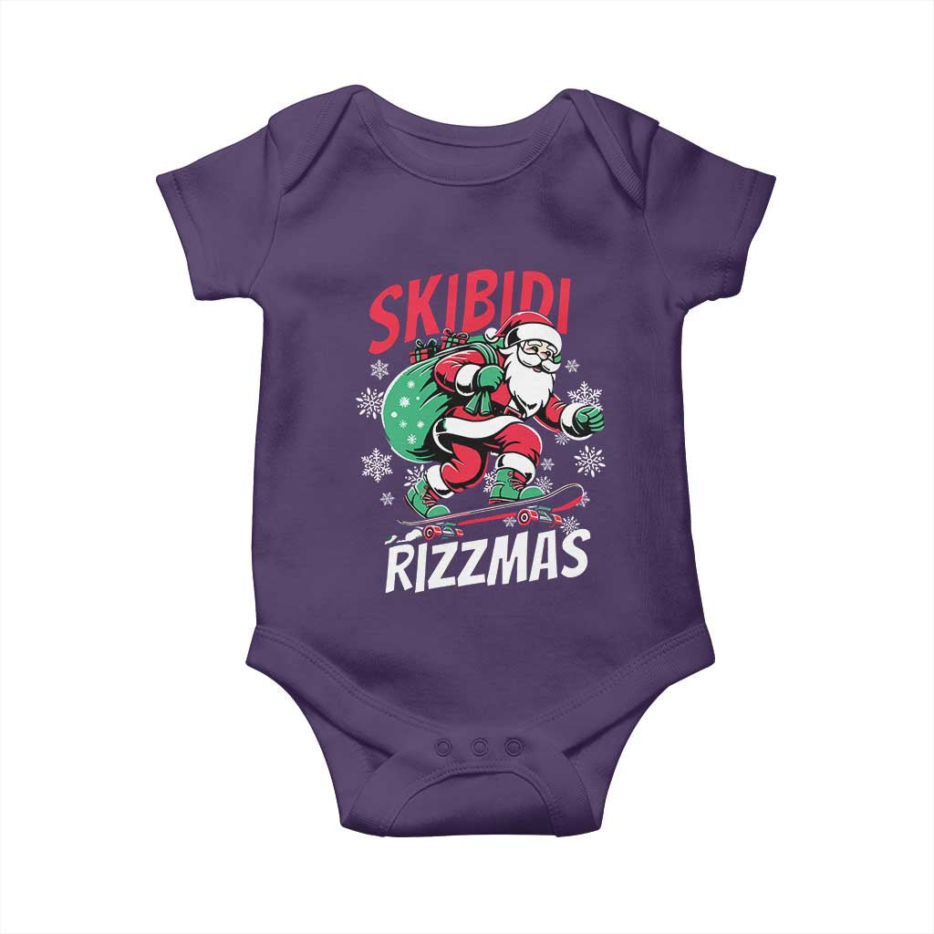Funny Santa Rizz Christmas Baby Onesie Retro Skibidi Rizzmas Claus Skating Board Xmas