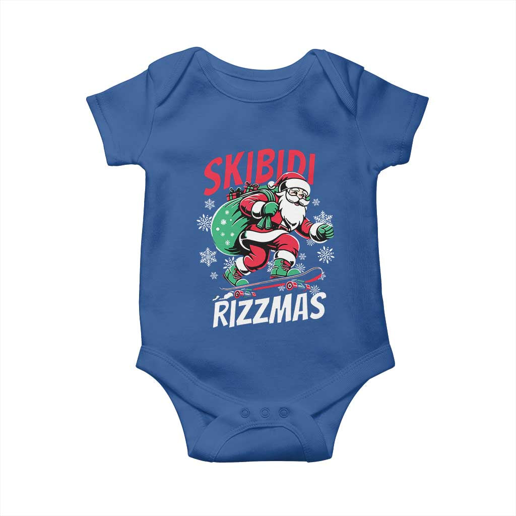 Funny Santa Rizz Christmas Baby Onesie Retro Skibidi Rizzmas Claus Skating Board Xmas