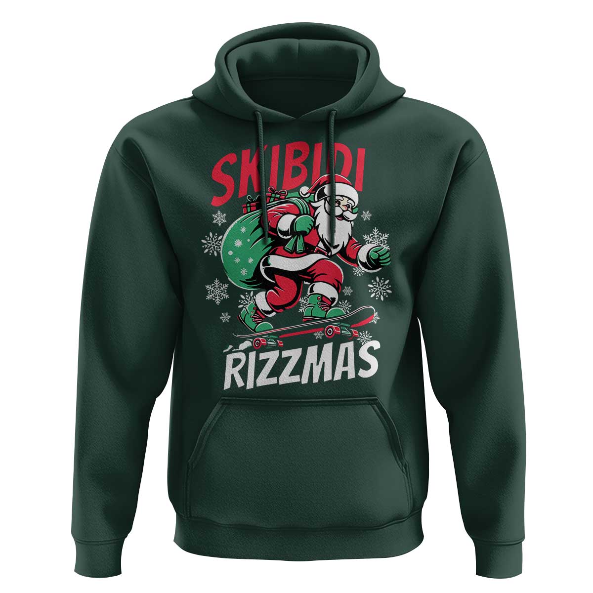 Funny Santa Rizz Christmas Hoodie Retro Skibidi Rizzmas Claus Skating Board Xmas