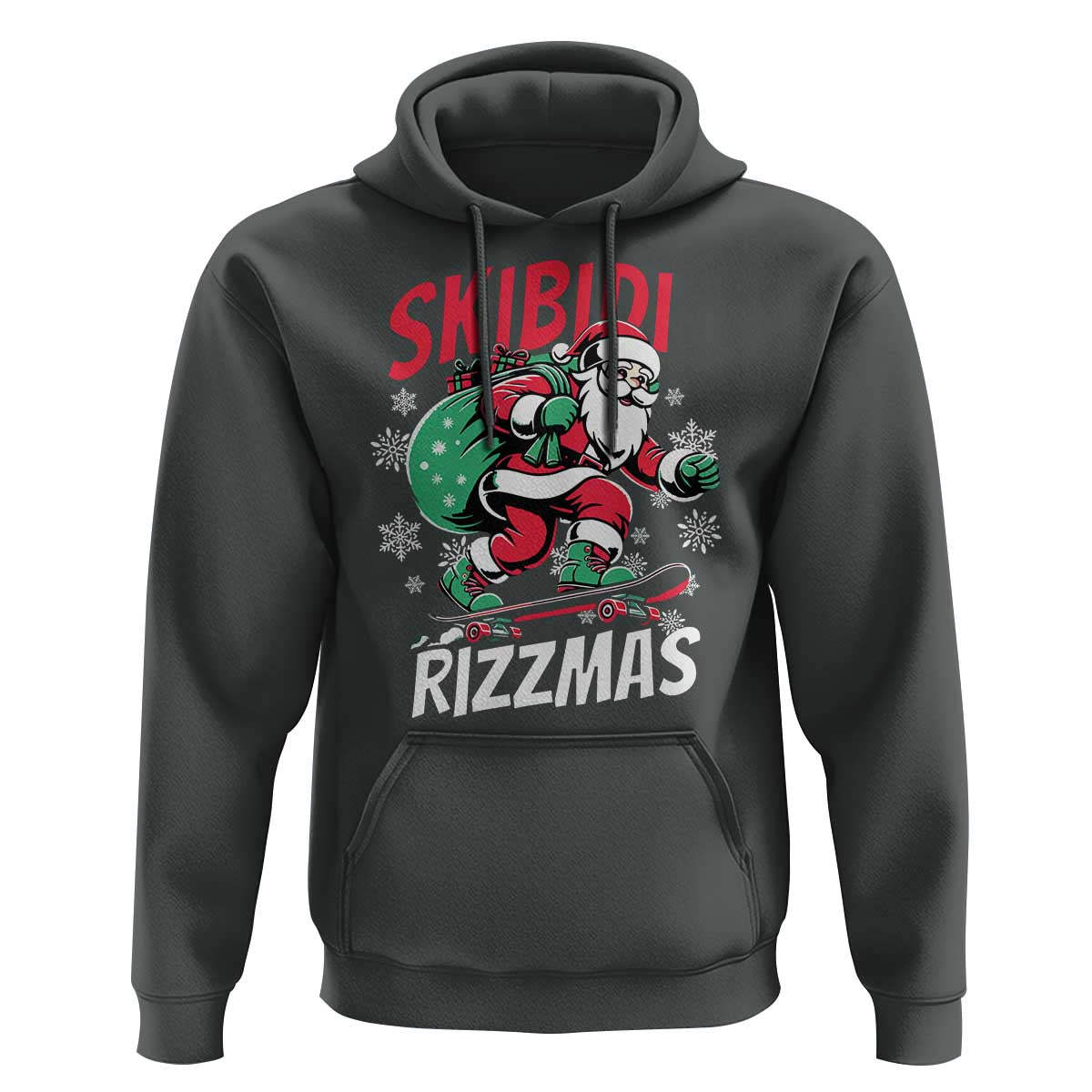 Funny Santa Rizz Christmas Hoodie Retro Skibidi Rizzmas Claus Skating Board Xmas