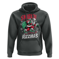 Funny Santa Rizz Christmas Hoodie Retro Skibidi Rizzmas Claus Skating Board Xmas