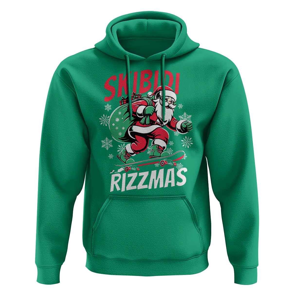 Funny Santa Rizz Christmas Hoodie Retro Skibidi Rizzmas Claus Skating Board Xmas