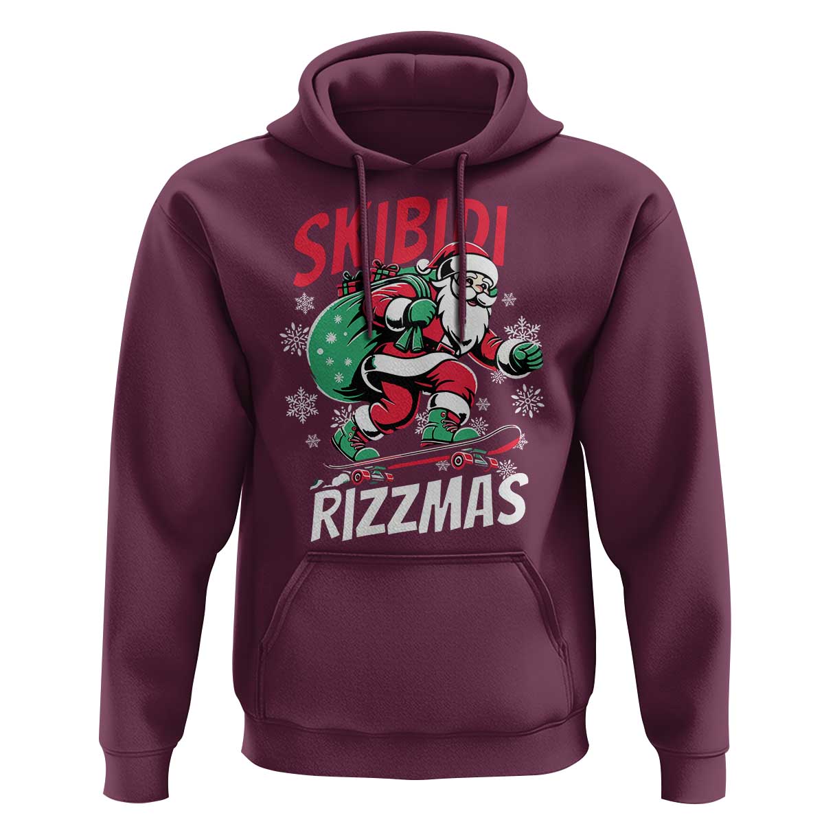 Funny Santa Rizz Christmas Hoodie Retro Skibidi Rizzmas Claus Skating Board Xmas