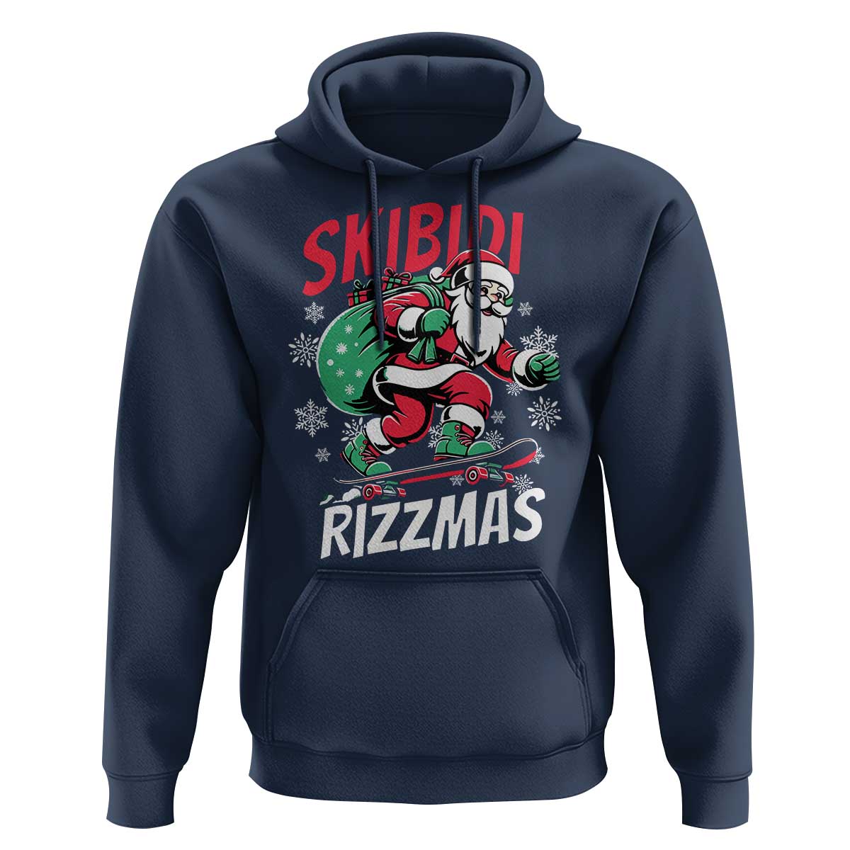 Funny Santa Rizz Christmas Hoodie Retro Skibidi Rizzmas Claus Skating Board Xmas