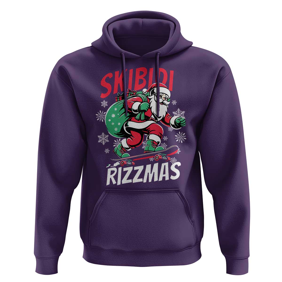 Funny Santa Rizz Christmas Hoodie Retro Skibidi Rizzmas Claus Skating Board Xmas