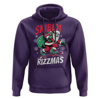 Funny Santa Rizz Christmas Hoodie Retro Skibidi Rizzmas Claus Skating Board Xmas