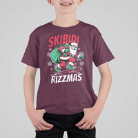 Funny Santa Rizz Christmas T Shirt For Kid Retro Skibidi Rizzmas Claus Skating Board Xmas - Wonder Print Shop