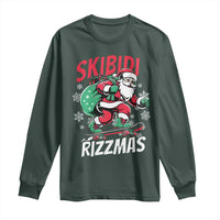 Funny Santa Rizz Christmas Long Sleeve Shirt Retro Skibidi Rizzmas Claus Skating Board Xmas