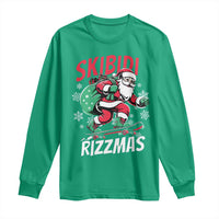 Funny Santa Rizz Christmas Long Sleeve Shirt Retro Skibidi Rizzmas Claus Skating Board Xmas