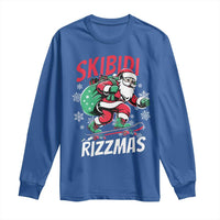 Funny Santa Rizz Christmas Long Sleeve Shirt Retro Skibidi Rizzmas Claus Skating Board Xmas