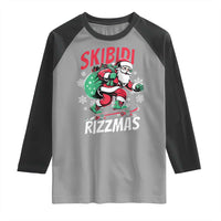 Funny Santa Rizz Christmas Raglan Shirt Retro Skibidi Rizzmas Claus Skating Board Xmas