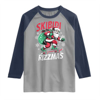 Funny Santa Rizz Christmas Raglan Shirt Retro Skibidi Rizzmas Claus Skating Board Xmas