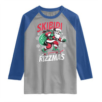 Funny Santa Rizz Christmas Raglan Shirt Retro Skibidi Rizzmas Claus Skating Board Xmas