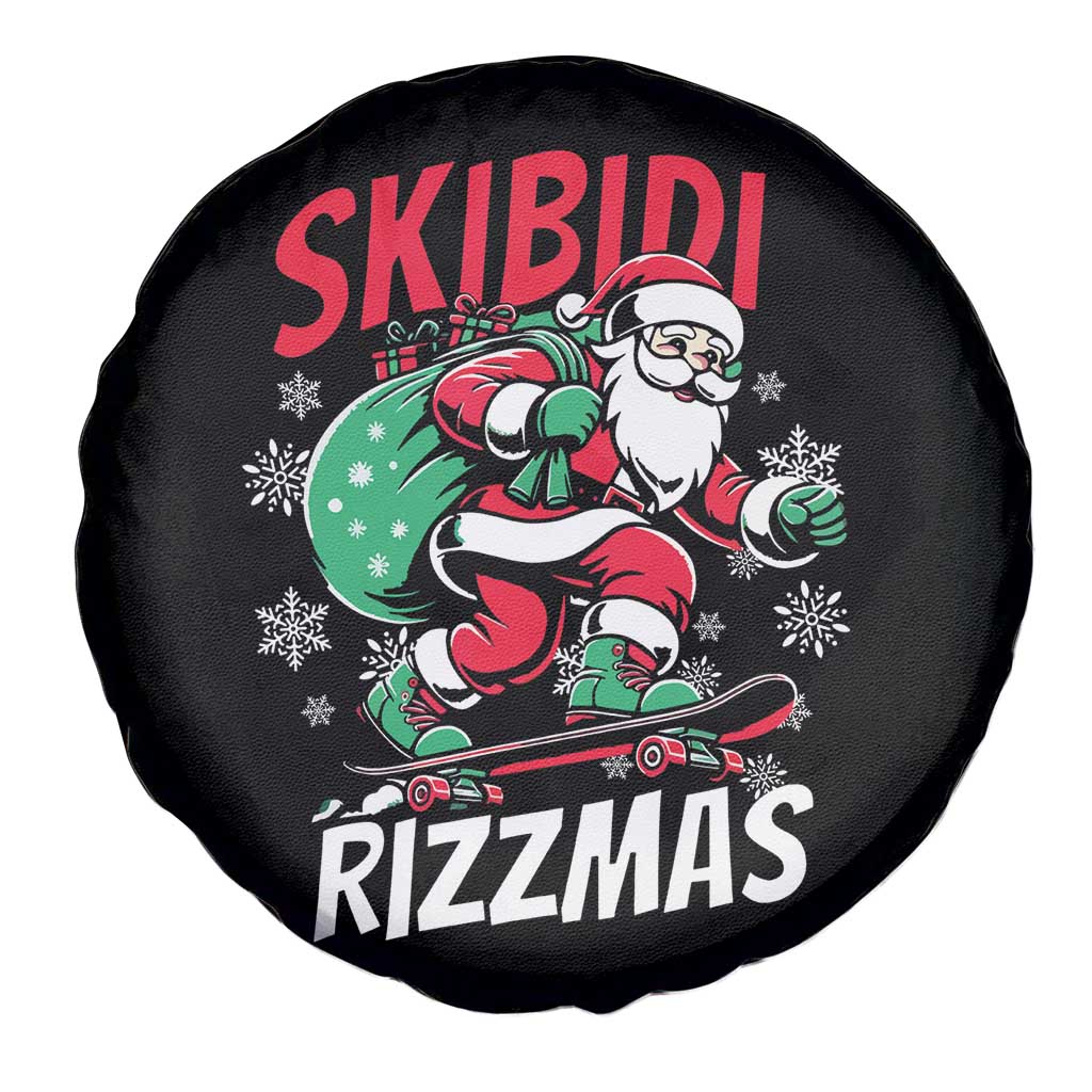 Funny Santa Rizz Christmas Spare Tire Cover Retro Skibidi Rizzmas Claus Skating Board Xmas