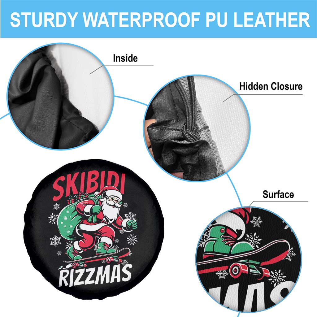 Funny Santa Rizz Christmas Spare Tire Cover Retro Skibidi Rizzmas Claus Skating Board Xmas