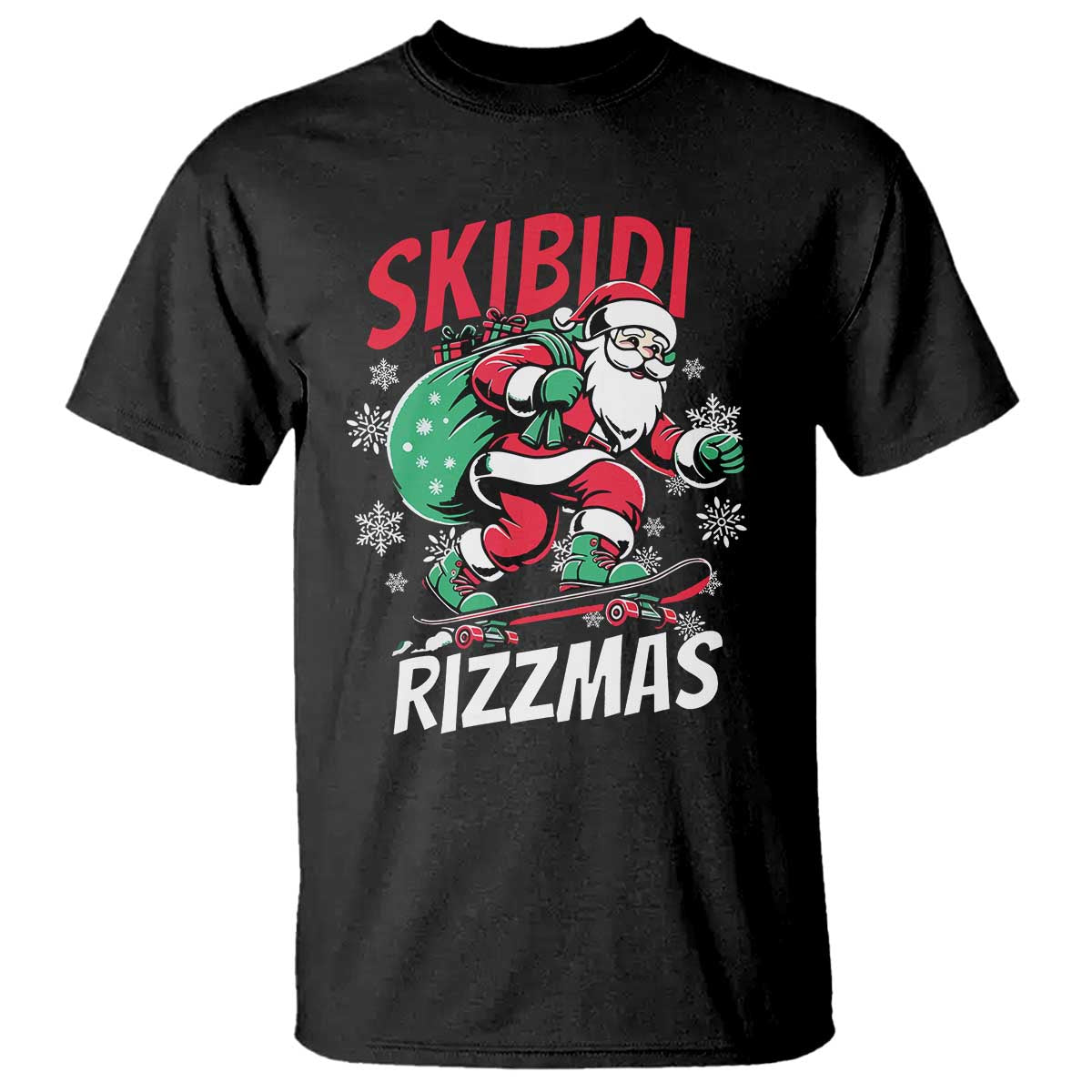 Funny Santa Rizz Christmas T Shirt Retro Skibidi Rizzmas Claus Skating Board Xmas - Wonder Print Shop