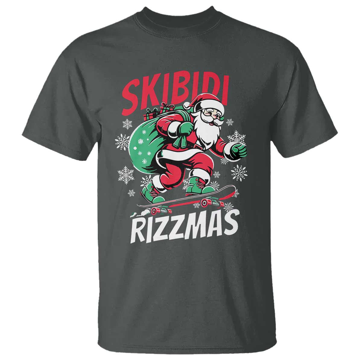 Funny Santa Rizz Christmas T Shirt Retro Skibidi Rizzmas Claus Skating Board Xmas - Wonder Print Shop