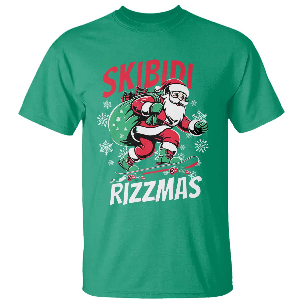Funny Santa Rizz Christmas T Shirt Retro Skibidi Rizzmas Claus Skating Board Xmas - Wonder Print Shop
