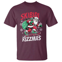 Funny Santa Rizz Christmas T Shirt Retro Skibidi Rizzmas Claus Skating Board Xmas - Wonder Print Shop