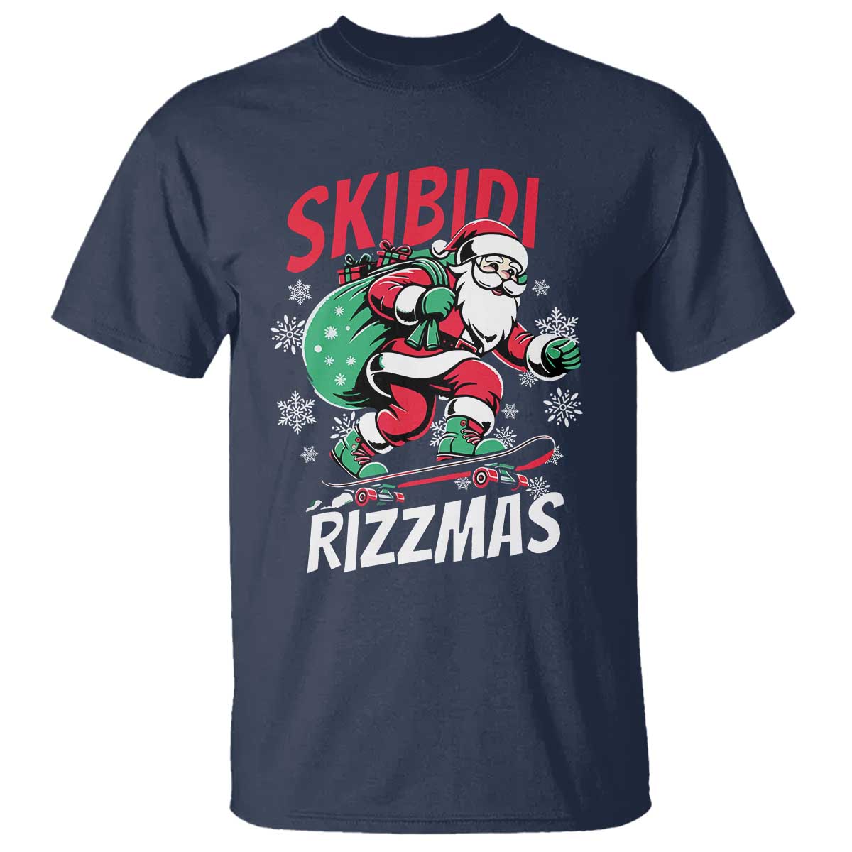 Funny Santa Rizz Christmas T Shirt Retro Skibidi Rizzmas Claus Skating Board Xmas - Wonder Print Shop