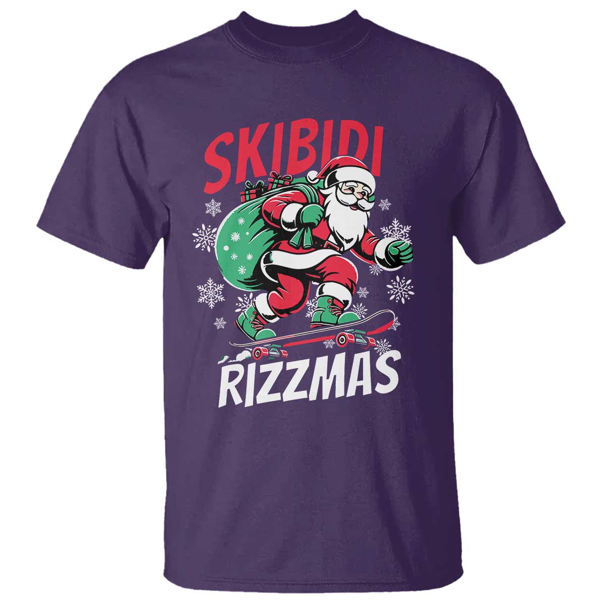 Funny Santa Rizz Christmas T Shirt Retro Skibidi Rizzmas Claus Skating Board Xmas - Wonder Print Shop